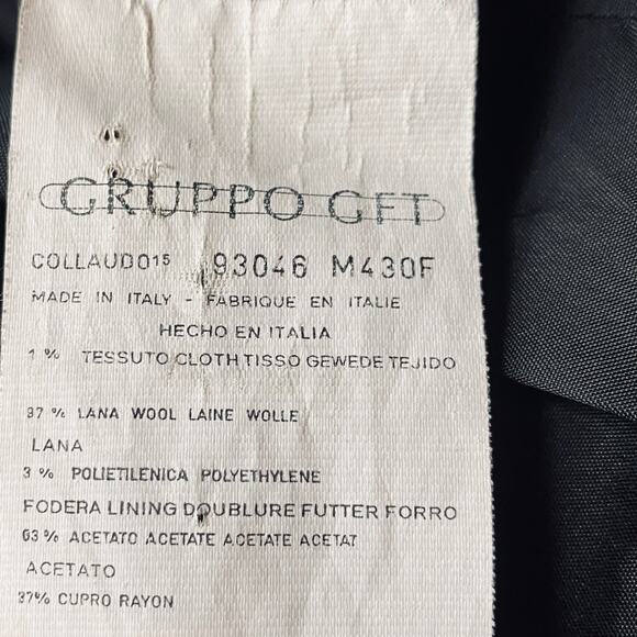 State of Claude Montana Blazer Wool Pinstripe Open Front Black Red Womens 8 42 - Picture 12 of 13